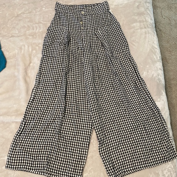 Free People Gingham Wide Leg Pants - Picture 2 of 5